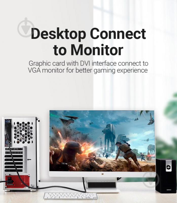 Кабель Vention DVI (24+5) M - VGA M 3 м черный (EACBI) - фото 4 Кабель Vention DVI (24+5) M - VGA M 3 м черный (EACBI) - фото 4