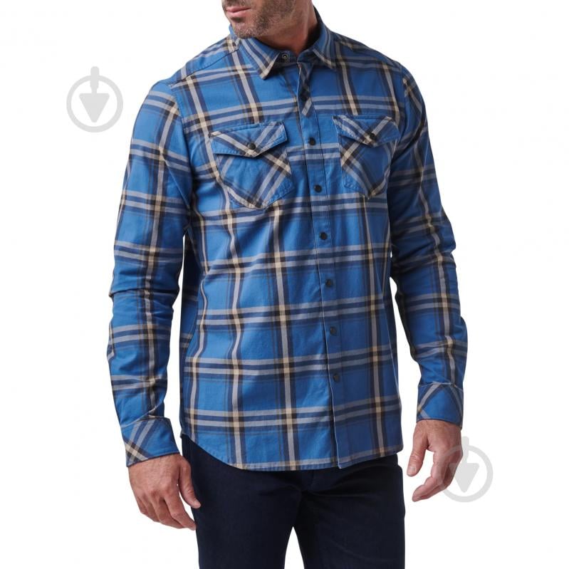 Сорочка 5.11 Tactical Gunner Plaid Long Sleeve Shirt р.2XL cobalt blue plaid - фото 1