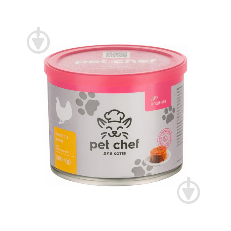 Консерва для котів Pet Chef паштет м'ясний з куркою 200 г - фото 1