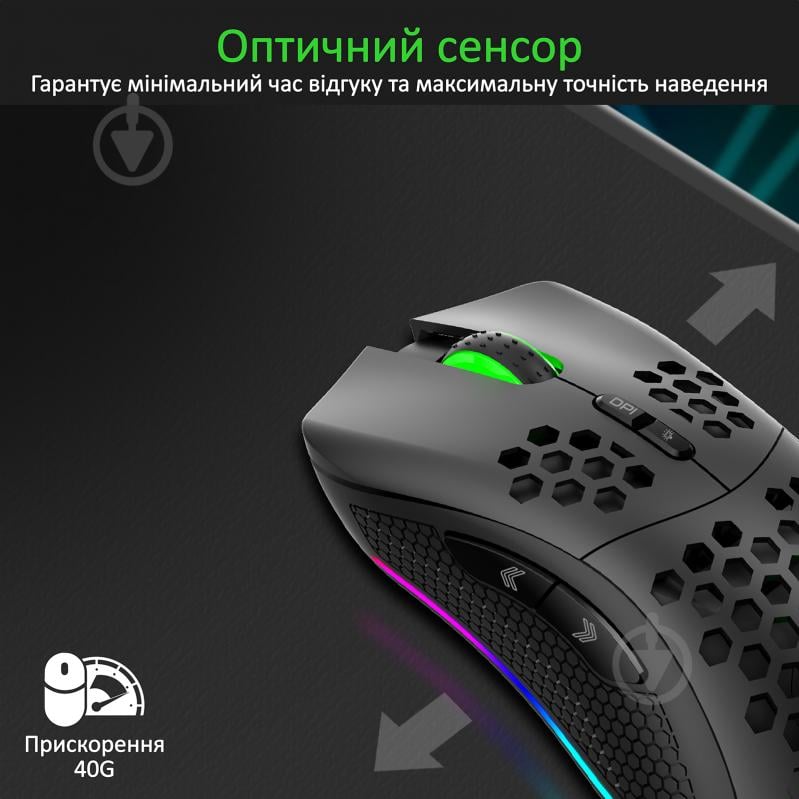 Миша Vertux Ammolite Wireless/USB Black - фото 2