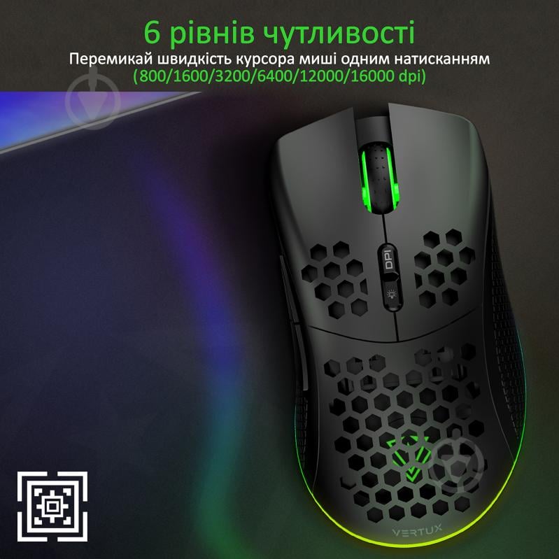 Миша Vertux Ammolite Wireless/USB Black - фото 3