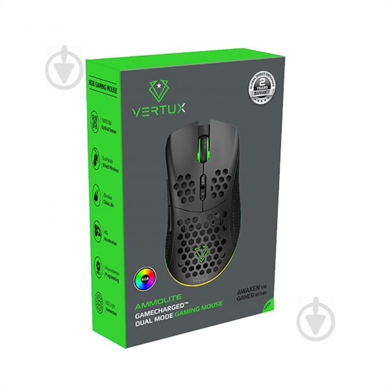 Миша Vertux Ammolite Wireless/USB Black - фото 8