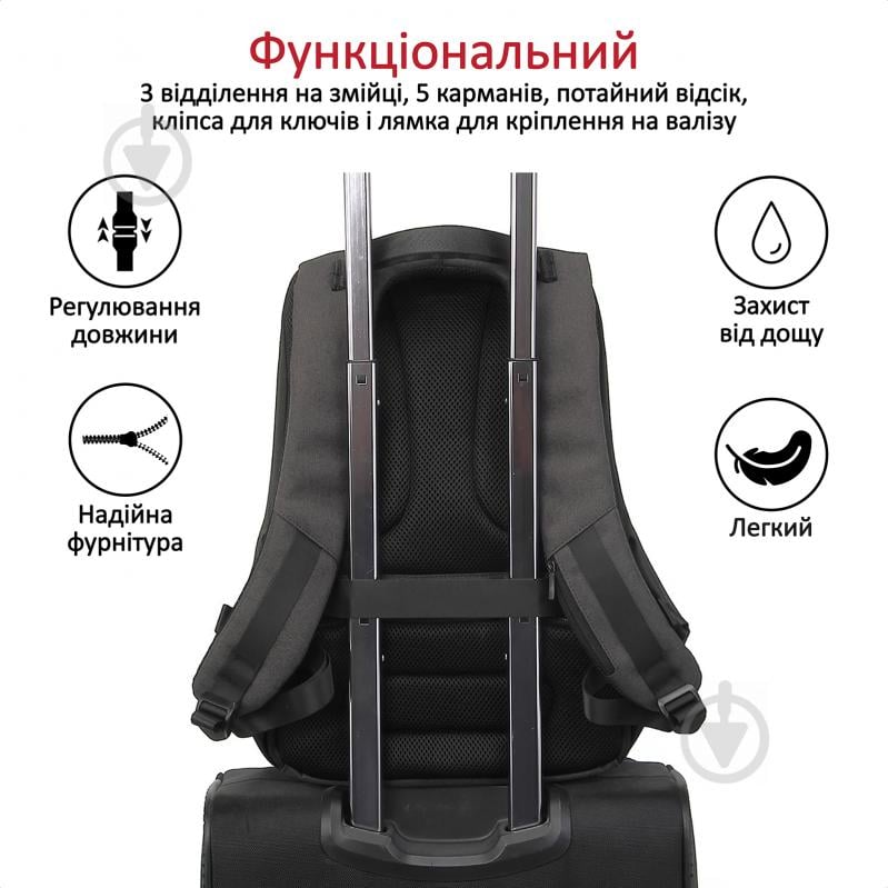 Рюкзак для ноутбука Promate Defender-13 13" black (defender-13.black) антивор - фото 7