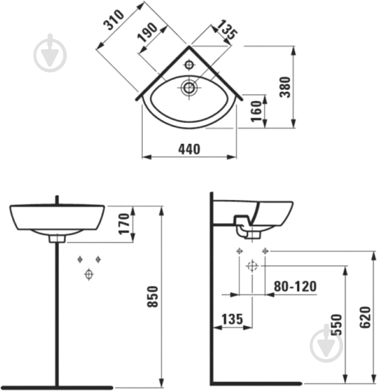 Умывальник Laufen Pro B 44x31 см - фото 3