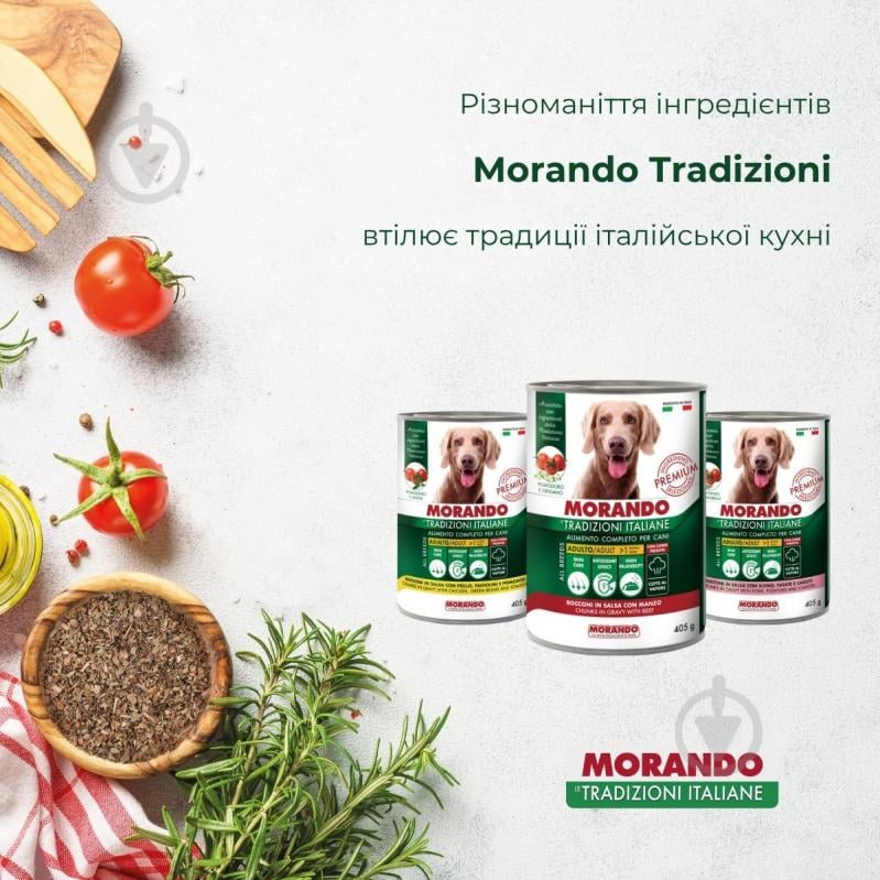 Корм влажный Morando Tradizioni для собак кусочки в соусе с курицей, стручковой фасолью и томатами 400 г - фото 2 Корм влажный Morando Tradizioni для собак кусочки в соусе с курицей, стручковой фасолью и томатами 400 г - фото 2
