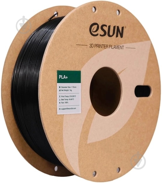 Пластик для 3D-принтера Esun PLA Plus Filament 1кг 1.75 мм черный (PLA+175B1) - фото 1 Пластик для 3D-принтера Esun PLA Plus Filament 1кг 1.75 мм черный (PLA+175B1) - фото 1