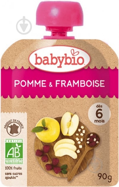 Пюре Babybio из яблока и малины 90гр 54016 - фото 1 Пюре Babybio из яблока и малины 90гр 54016 - фото 1