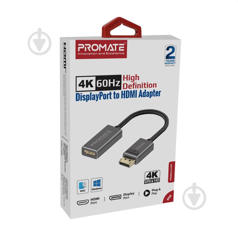 Адаптер Promate MediaLink-DP DisplayPort to HDMI 0,2 м черный (medialink-dp.black) - фото 6