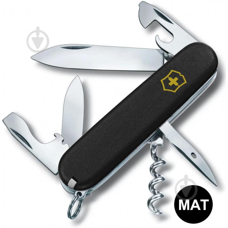 Нож швейцарский Victorinox SPARTAN MAT черный матовый лак из желтого 1.3603.3.M0008p 99982 - фото 1