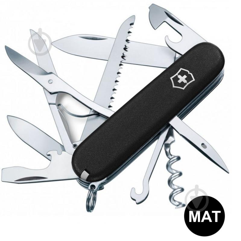 Ніж швейцарський Victorinox HUNTSMAN MAT чорний матовий лак 1.3713.3.M0007p 100027 - фото 1