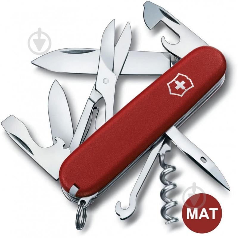 Нож швейцарский Victorinox CLIMBER MAT красный матовый лак 1.3703.M0007p 100006 - фото 1