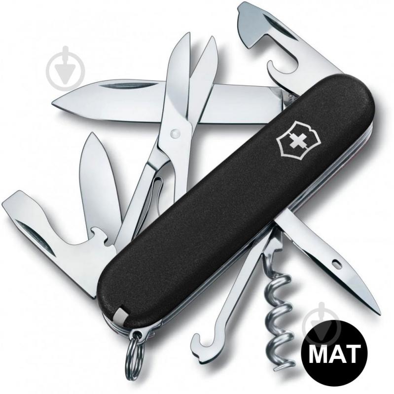 Нож швейцарский Victorinox CLIMBER MAT черный матовый лак 1.3703.3.M0007p 100007 - фото 1