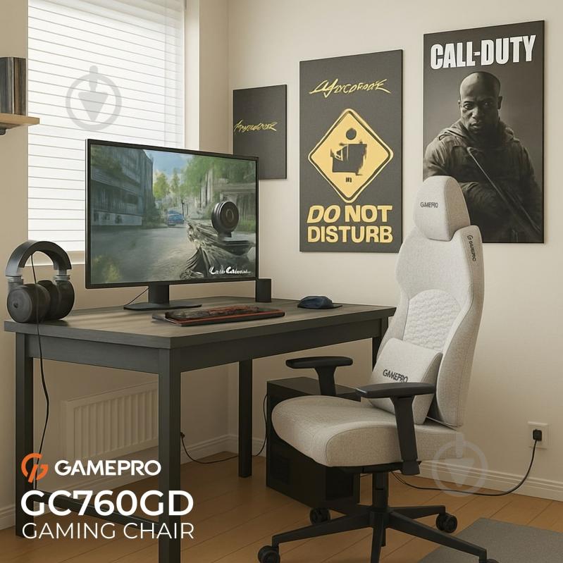 Кресло игровое GamePro GC760LG Light grey fabric серый - фото 10