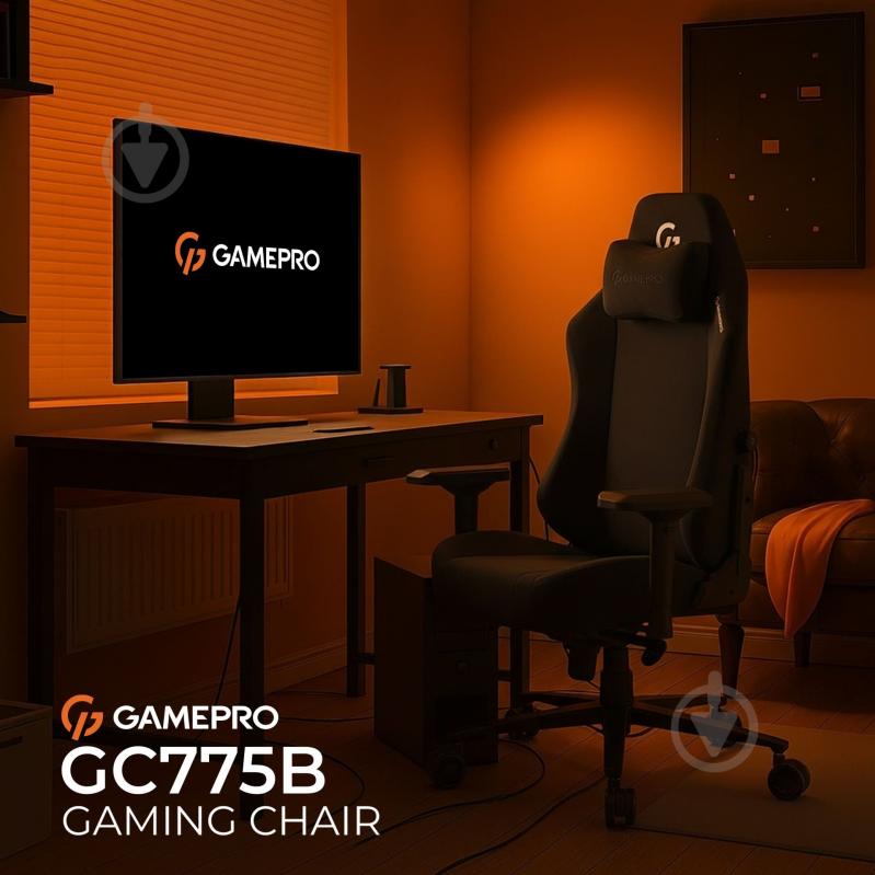 Крісло ігрове GamePro GC775B Black fabric чорний - фото 9