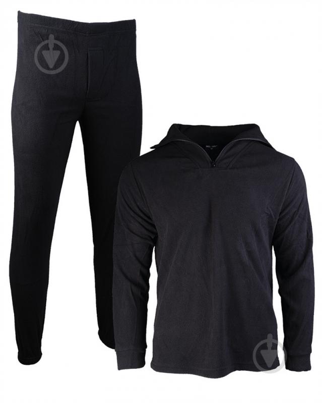 Термобілизна Mil-Tec BLACK THERMOFLEECE UNDERWEAR WITH ZIPPER 11220002 р.S чорний - фото 1