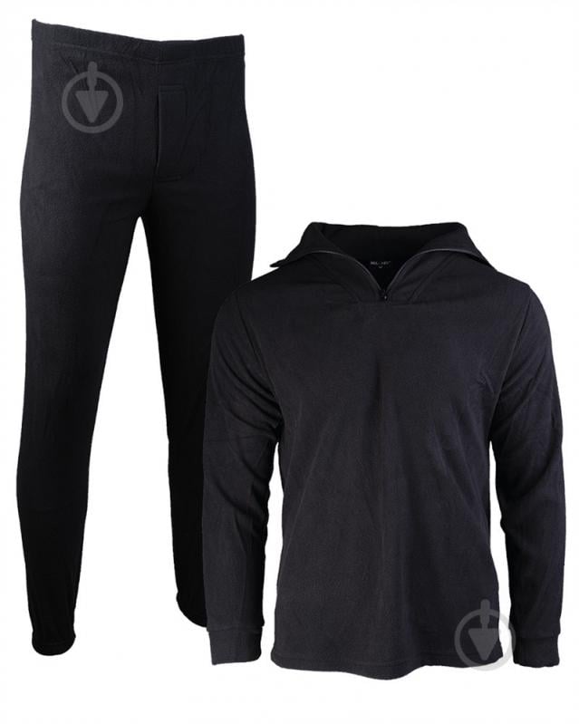 Термобілизна Mil-Tec BLACK THERMOFLEECE UNDERWEAR WITH ZIPPER 11220002 р.L чорний - фото 1