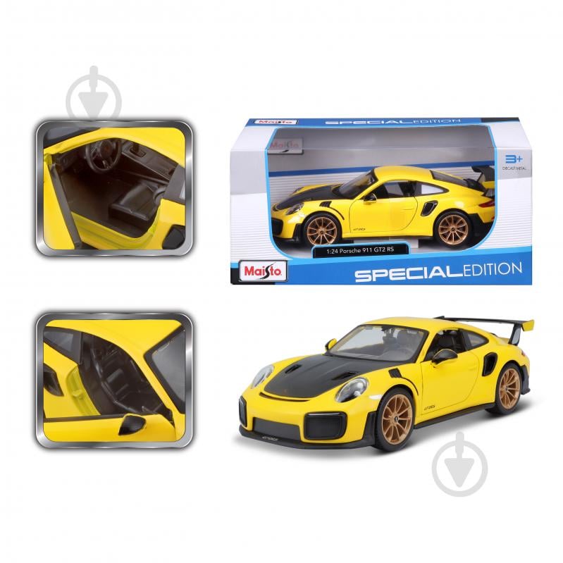 Машинка Maisto 1:24 игрушечная Porsche 911 GT2 RS 31523 yellow - фото 16