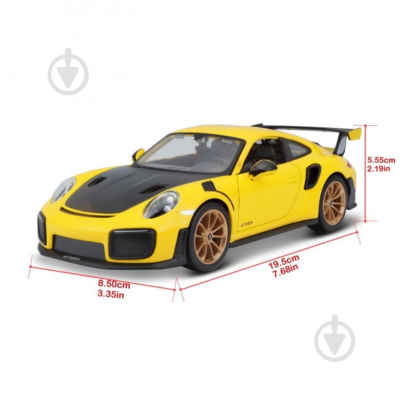 Машинка Maisto 1:24 игрушечная Porsche 911 GT2 RS 31523 yellow - фото 17