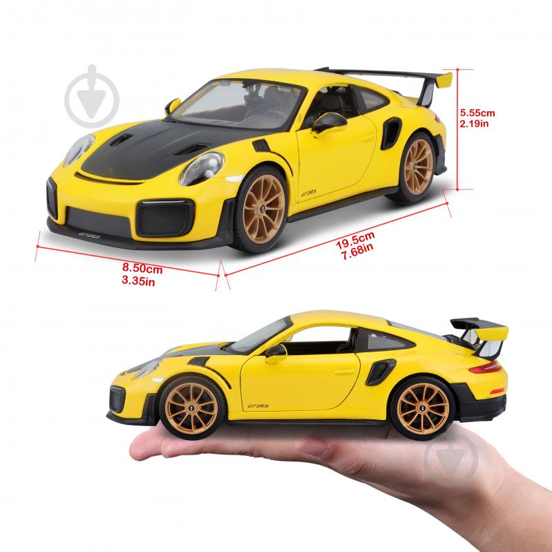 Машинка Maisto 1:24 игрушечная Porsche 911 GT2 RS 31523 yellow - фото 18