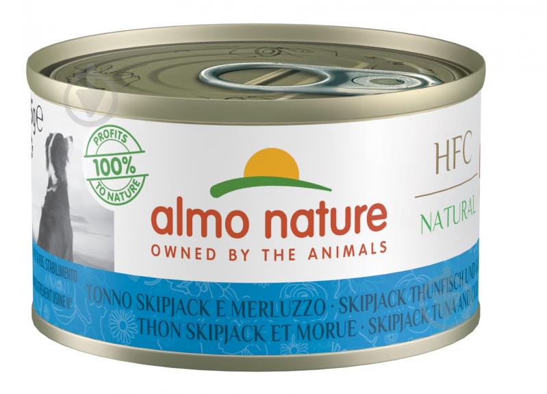 Консерва для всех пород Almo Nature HFC Dog Natural с полосатым тунцем и щепкой 95 г - фото 1