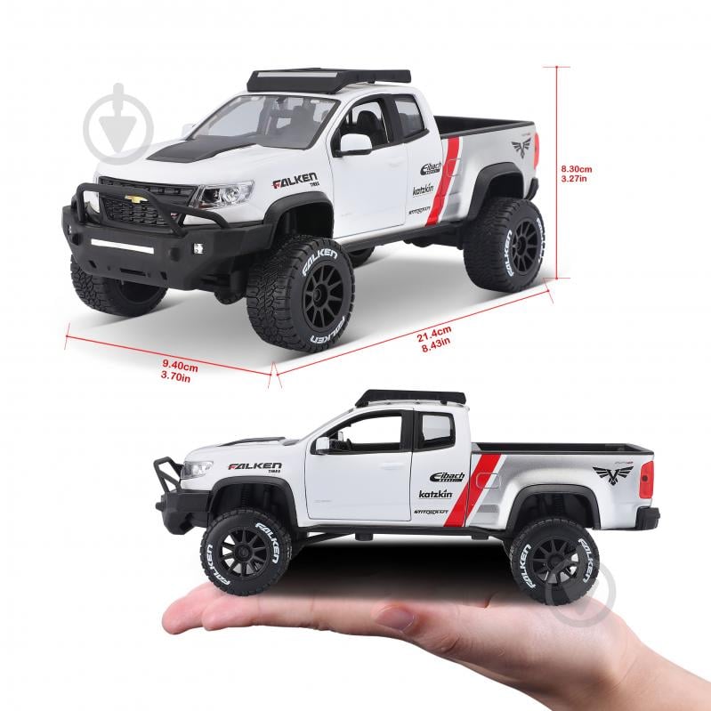 Машинка Maisto 1:24 игрушечная Chevrolet Colorado ZR2 32534 white - фото 15