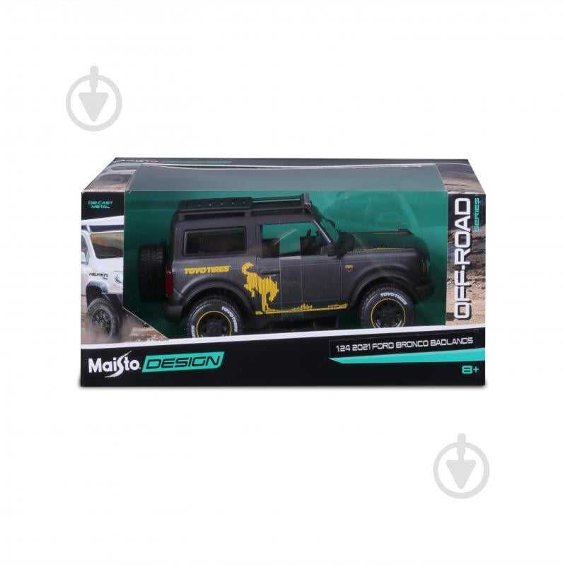 Машинка Maisto 1:24 игрушечная 2021 Ford Bronco Badlands 32541 met. grey - фото 7