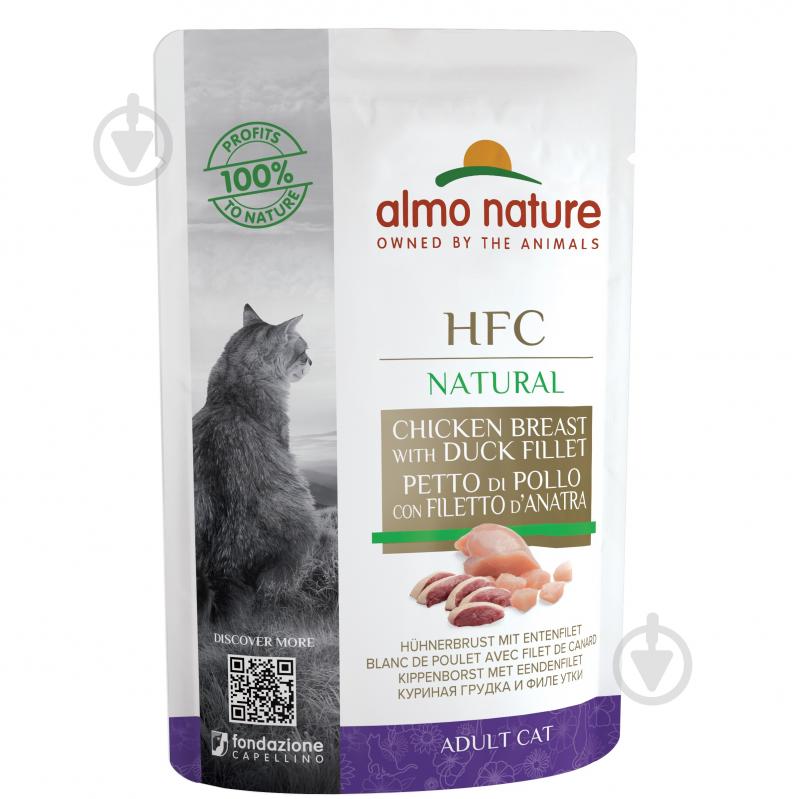 Консерва Almo Nature HFC Natural Cat Adult Chicken breast Duck fillet Wet 55 г - фото 1