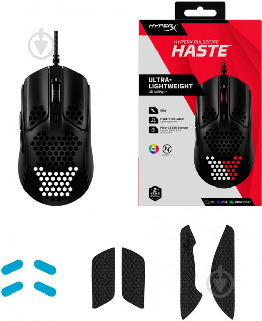 Мышка HyperX Pulsefire Haste USB Black (HMSH1-A-BK/G) black (4P5P9AA) - фото 9