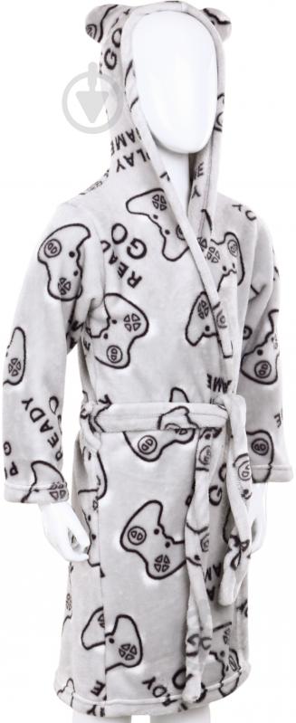 Халат для мальчиков HW Game р.98-104 серый 0342 - фото 4