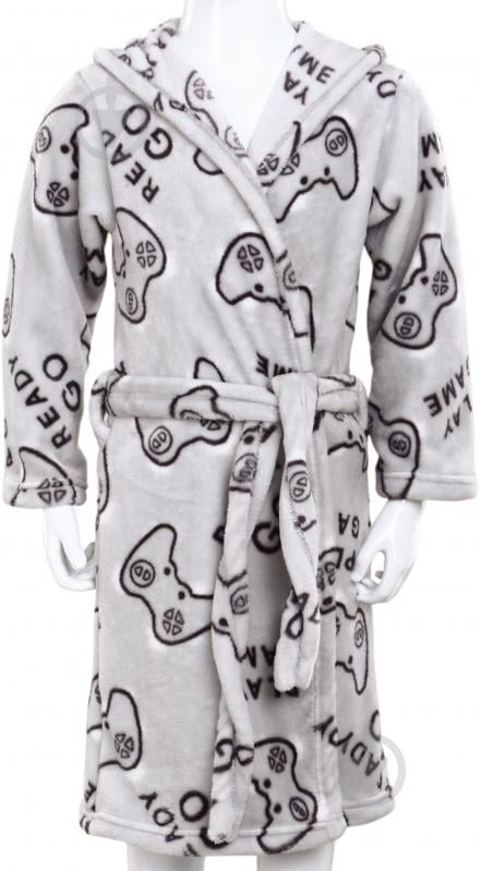 Халат для мальчиков HW Game р.110-116 серый 0342 - фото 4