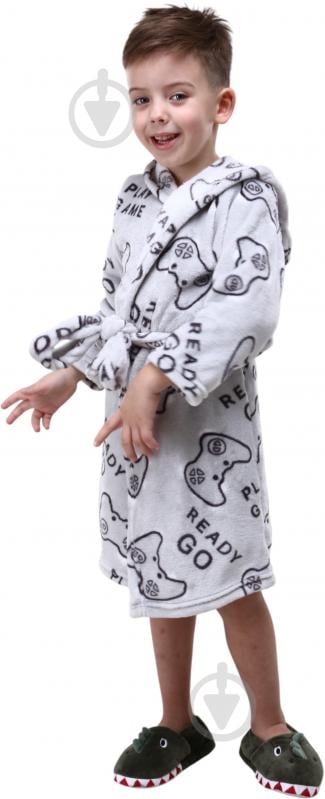 Халат для мальчиков HW Game р.110-116 серый 0342 - фото 2