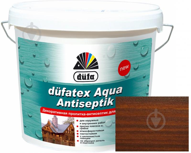 Пропитка Dufa dufatex Aqua Antiseptik орех шелковистый глянец 10 л - фото 1