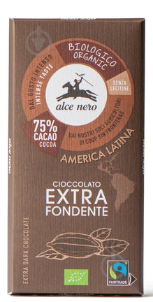 Черный шоколад TM Alce Nero 75% Fairtrade America Latina 100 г - фото 1