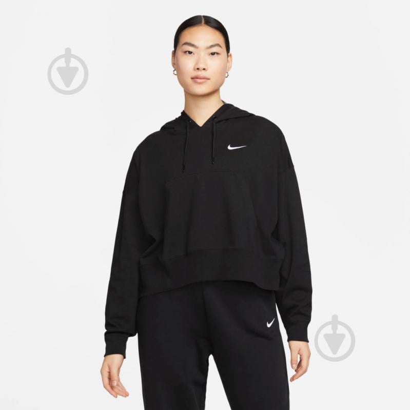 Джемпер Nike W NSW JRSY OS PO HOODIE DM6417-010 р.2XL черный - фото 1