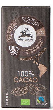 Черный шоколад TM Alce Nero экстра 100% Fairtrade America Latina 50 г - фото 1