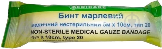 Бинт марлевий Medicare нестерильний 5 м х 10 см з марлі типу 20 1 шт. - фото 1 Бинт марлевий Medicare нестерильний 5 м х 10 см з марлі типу 20 1 шт. - фото 1