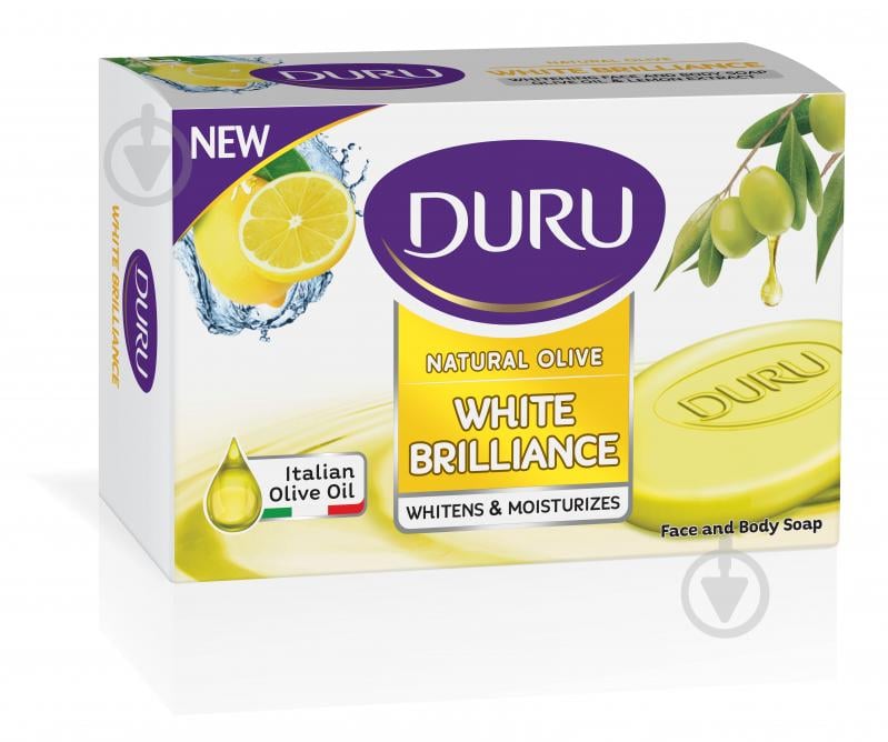 Мыло Duru Natural Olive White Brilliance с оливковым маслом, экстрактом плодов папайи и лимона 90 г 1 шт./уп. - фото 1