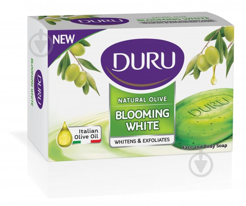 Мыло Duru Natural Olive Blooming White с оливковым маслом и экстрактом плодов папайи 90 г 1 шт./уп. - фото 1