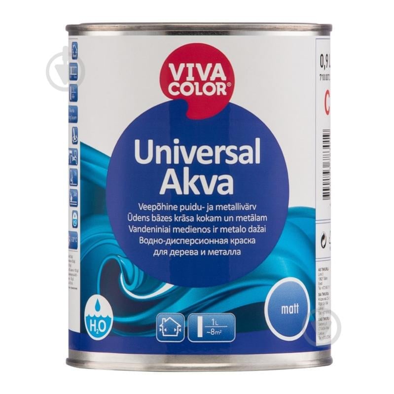 Краска водоэмульсионная Vivacolor Universal Akva Matt мат прозрачная 0,9 л - фото 1 Краска водоэмульсионная Vivacolor Universal Akva Matt мат прозрачная 0,9 л - фото 1