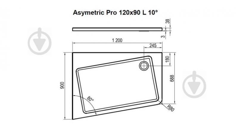 Поддон из искусственного камня Ravak Asymetric Pro 120x90 L 10° - фото 2