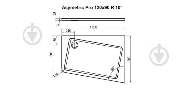 Поддон душевой Ravak Asymetric Pro 120x90 R - фото 2