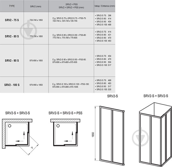 Душевые двери Ravak SRV2-100 S сатин + Transparent - фото 3