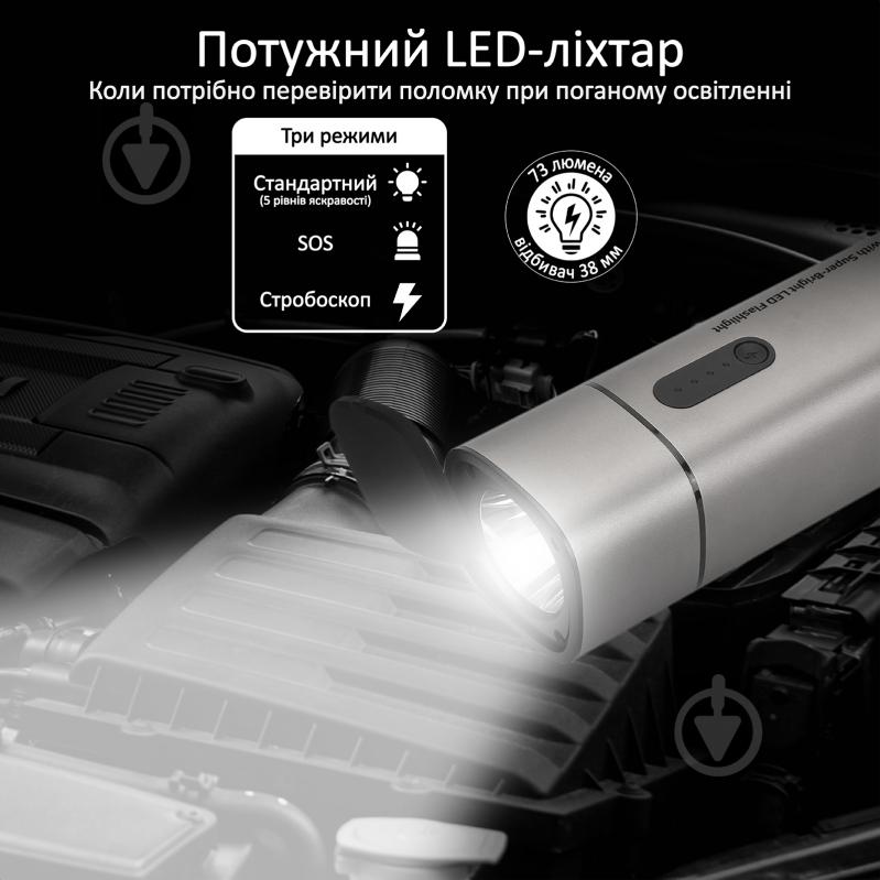 Мобільний пускозарядний пристрій Promate ThunderBeam-15 15000 mAh 900A Jump Starter 2xUSB 2А LED thunderbeam-15.grey - фото 4