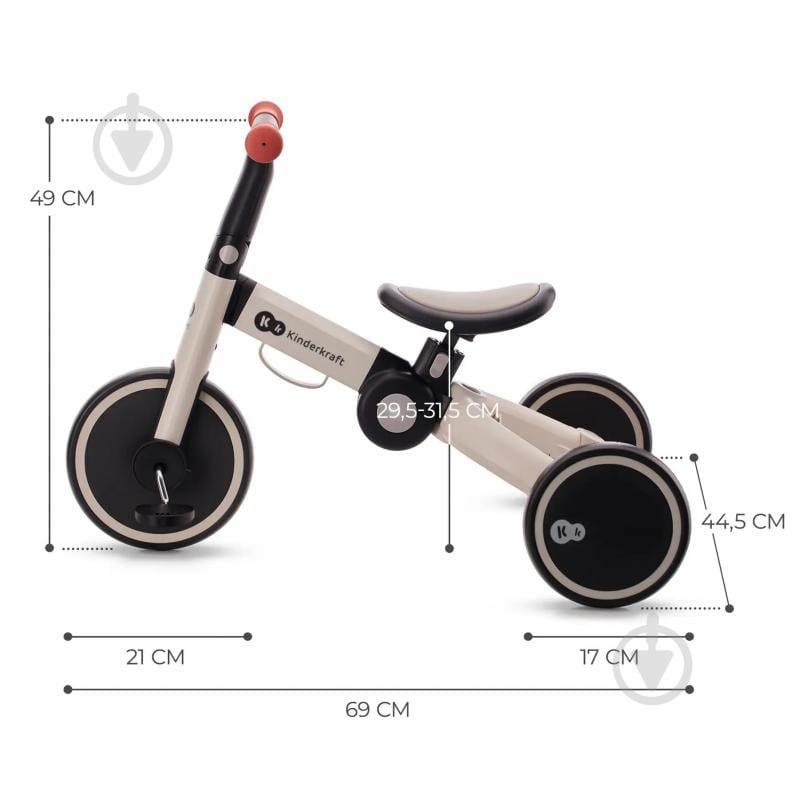 Велосипед дитячий Kinderkraft 3 в 1 4TRIKE Silver Grey сірий KR4TRI22GRY0000 - фото 18