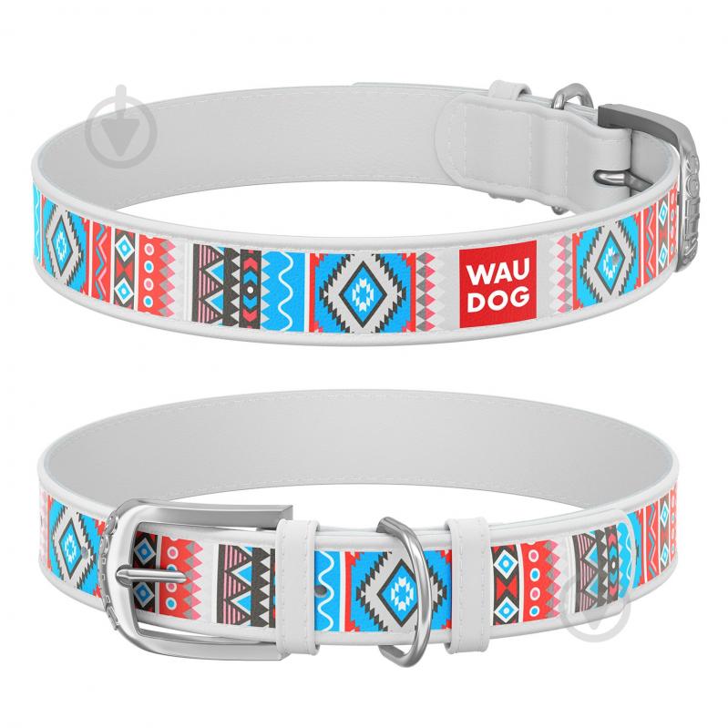 Ошейник WAUDOG Design и рисунком Этно 1,5х27-36 см белый - фото 1