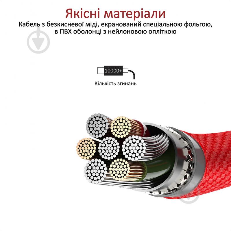 Кабель Promate PowerCord Type-C - Lightning 1,2 м красный (powercord.red) - фото 5