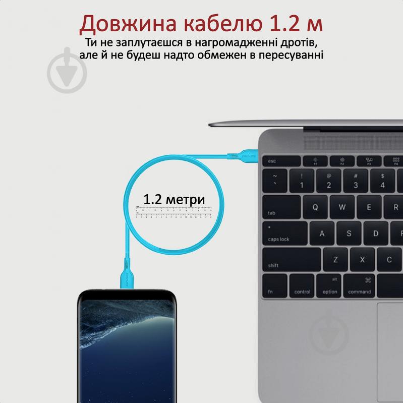 Кабель Promate PowerBeam-CC Type-C — Type-C 1,2 м синий (powerbeam-cc.blue) - фото 4