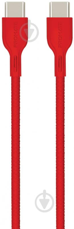 Кабель Promate PowerBeam-CC Type-C — Type-C 1,2 м красный (powerbeam-cc.red) - фото 1 Кабель Promate PowerBeam-CC Type-C — Type-C 1,2 м красный (powerbeam-cc.red) - фото 1