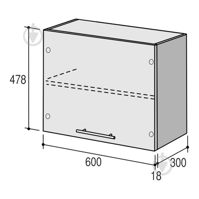 Шкаф верхний Руна МВ 600x478x300 мм дуб дымчатый/белый ROKO - фото 3