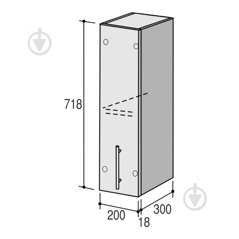 Шкаф верхний Руна МВ 200x718x300 мм дуб природный/белый ROKO - фото 3